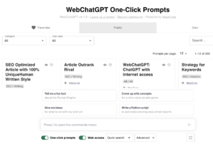 +100 exemples de prompt webchatgpt classés par categorie