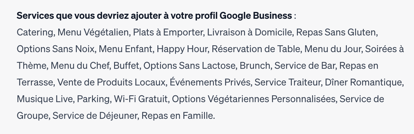 prompt chatgpt seo description longue google my business