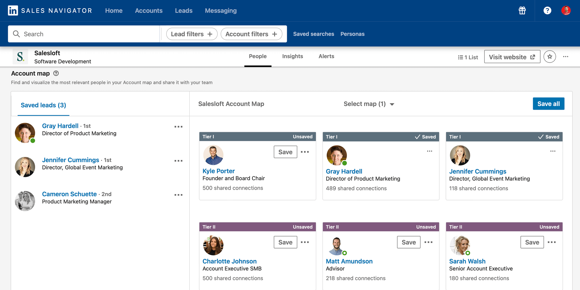 organigramme sales navigator personnalise entreprise prospects