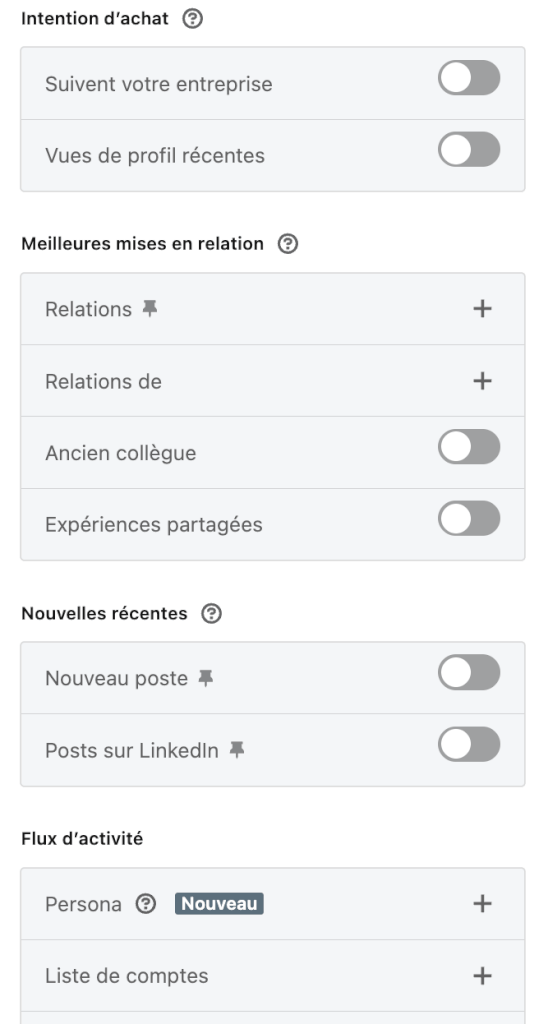 Sales Navigator LinkedIn Filtres Dynamiques